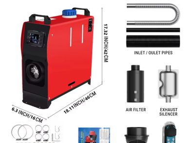 All in one 8KW Diesel Heater 12V/24V/240V, Bluetooth, LCD, Auto Start-Stop, 1.5m Cord, High Altitude Mode for RV Camping Tent