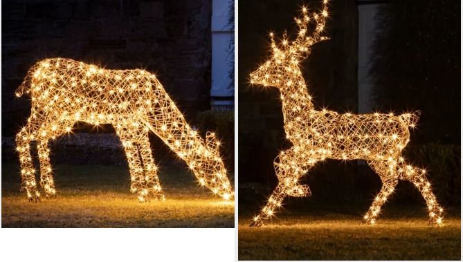 Affordable 2 in 1Large Rattan Stag And Doe Reindeer Indoor & Outdoor For Christmas Light Figure