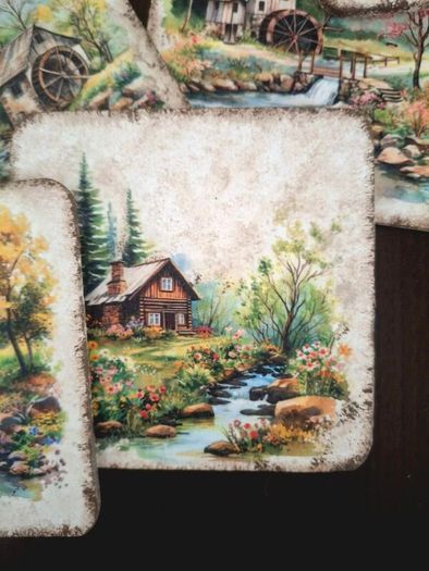Set of 6 Wooden Coasters in a Box
