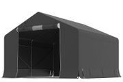 Portable garden shed, bike tent, roll-up zip door, metal frame, versatile storage, Dark gray