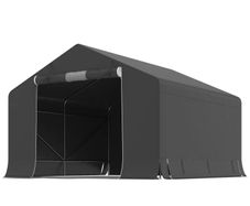 Portable garden shed, bike tent, roll-up zip door, metal frame, versatile storage, Dark gray