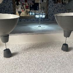 TWO Pendant Lights Ikea  -grey Large 50cm With Bulbs
