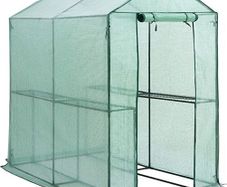 Foil Greenhouse Tomato House Plant House with 4 Shelves Roll-Up Door