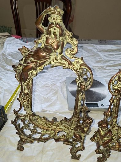 Beautiful Pair of Antique Art Nouveau Beatrice Bronzed Photo Frames Cherub Postage Available or Collection