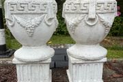 Vintage cast stone garden urns planters X2