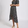 NEW Black & White Polka Dot Button-Down Midi Dress: Size 10 Image 2