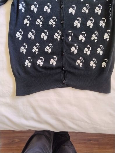 Vintage Y2K Siren Mall Goth Cherry Skull Sequin Cardigan
