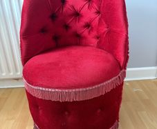 Vintage Red Velvet Button Back Boudoir Chair