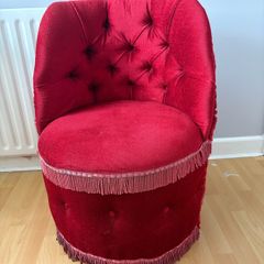 Vintage Red Velvet Button Back Boudoir Chair