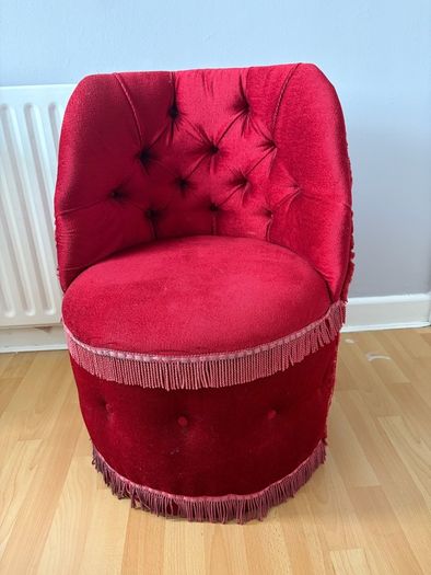 Vintage Red Velvet Button Back Boudoir Chair