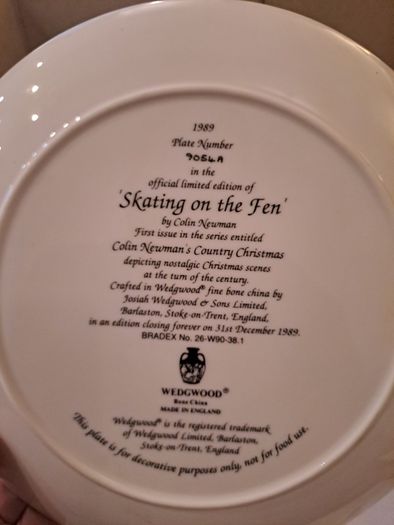 Wedgwood Collector Plate Skating on the Fen Boxed