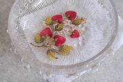 SMALL Vintage Italian glass STRAWBERRY fruit bowl, textured glass fruit bowl.