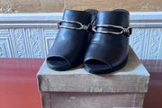 Fab New AllSaints black slide on wedge heel mules size 40.