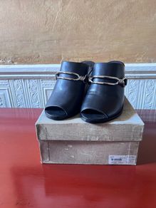 Fab New AllSaints black slide on wedge heel mules size 40.