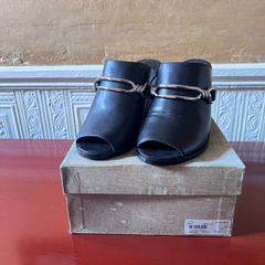 Fab New AllSaints black slide on wedge heel mules size 40.