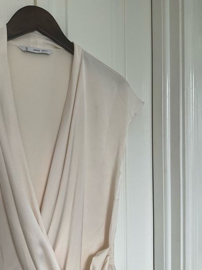 Mango cream satin wrap blouse