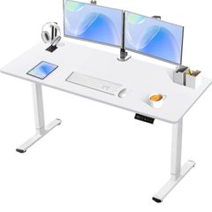 Electric Standing Desk Height Adjustable Standing Desk Stand Up Desk for Home Office, Sit Stand Desk Adjustable Desk 120 x 60 cm, White (FREE POSTAGE)