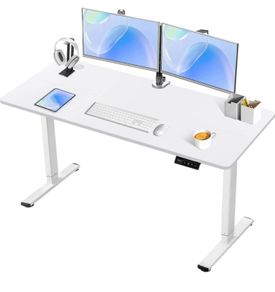 Electric Standing Desk Height Adjustable Standing Desk Stand Up Desk for Home Office, Sit Stand Desk Adjustable Desk 120 x 60 cm, White (FREE POSTAGE)