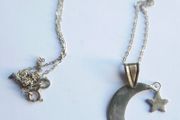 Vintage Sterling Silver 925 Half Moon and Star Necklace Pendant length 18" - 2,7g