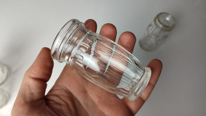 319 - Set of 4 Vintage Clear Glass Collectible Decorative Meat Paste Jars