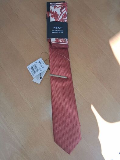 x3 Bundle - Brand New Next Rust Red Tie & Pocket Square Set - RRP - 22.50