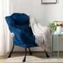 Comfy Armchair for Living Room Bedroom Reading Chair Accent Chairs Relax Velvet Arm Chairs Cuddle Chair with Metal Frame, Dark Blue Image 2
