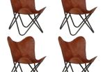 Butterfly Chairs 4 pcs Brown Kids Size Real Leather