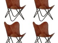 main image for ad Butterfly Chairs 4 pcs Brown Kids Size Real Leather