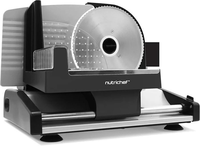 Electric Meat Slicer 200W Compact Deli and Bread Slicer with Adjustable Thickness Dial 0-15 mm, Removable Stainless Steel Blade, Countertop Food Slicer for Kitchens, Home