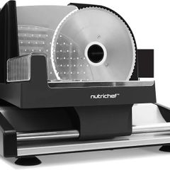 Electric Meat Slicer 200W Compact Deli and Bread Slicer with Adjustable Thickness Dial 0-15 mm, Removable Stainless Steel Blade, Countertop Food Slicer for Kitchens, Home