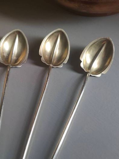 Sterling silver antique straw spoons set of 5