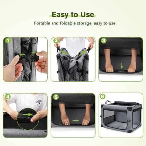 Dog Car Crate, Collapsible Dog Crate with Breathable Mesh, 76x51x51cm Dog Travel Crate Sturdy Frame for Small and Medium Dogs, Suitable for Traveling, Visit Veterinarian and Insides