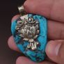 Vintage Silver Bird & Flower Desgin Turqouise Pendant Image 4