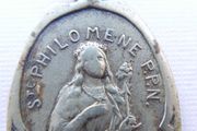 Antique Religious  French catholic silver medal pendant Holy charm