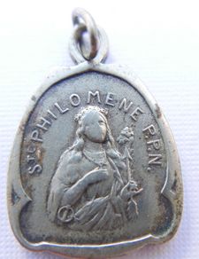 Antique Religious  French catholic silver medal pendant Holy charm