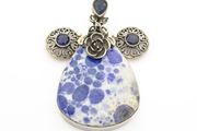 Chunky Blue Spot Jasper &amp; Iolite 925 Silver Pendant