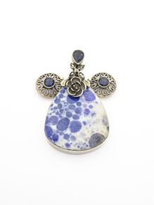 Chunky Blue Spot Jasper & Iolite 925 Silver Pendant