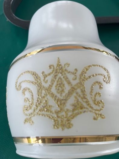 Glass Ceiling light Shade Vintage. Milky Finish With Gold Tones And Gold Frost Detail & Gold  Trim. Is really Beautiful Hung