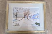 Framed Watercolour Landscape Painting Signed 2016 Michael mc Cann Country Road Cottage Art Picture nature