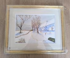 Framed Watercolour Landscape Painting Signed 2016 Michael mc Cann Country Road Cottage Art Picture