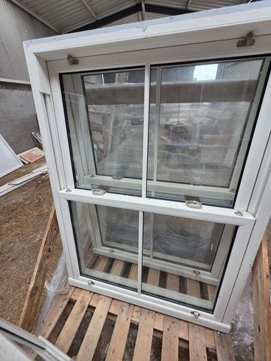 2 x White uPVC Sliding Sash Windows