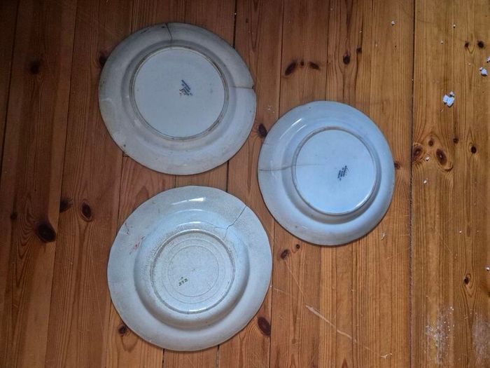 3 x old antique plates