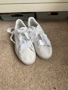 trainers white leather puma ribbon trainers size 5 1/2