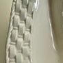 Vintage French Majolica Asparagus Dish Barbotine Serving Platter Green White Image 8