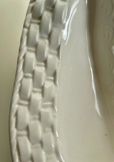 Vintage French Majolica Asparagus Dish Barbotine Serving Platter Green White