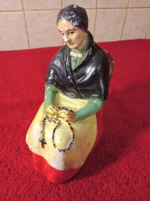Vintage Chalkware ( Old Lady Sitting On A Rocking Chair  )