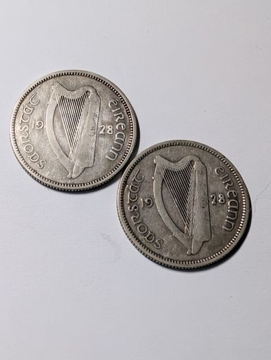 1928 Silver Irish Shillings x2