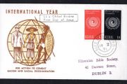 1971 Ireland Year for Action to combat Racism and Racial Discrimination Commemorative Stamps Illustrated First Day Cover (FDC) with Baile Atha Cliath (Dublin Cancel)