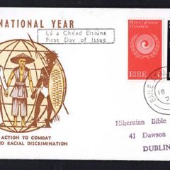 1971 Ireland Year for Action to combat Racism and Racial Discrimination Commemorative Stamps Illustrated First Day Cover (FDC) with Baile Atha Cliath (Dublin Cancel)