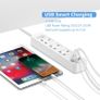 Extension Lead USB, Power Socket with 3 Outlet 4 USB Charging Station Power Strip USB with 2m Power Lead-White Image 4